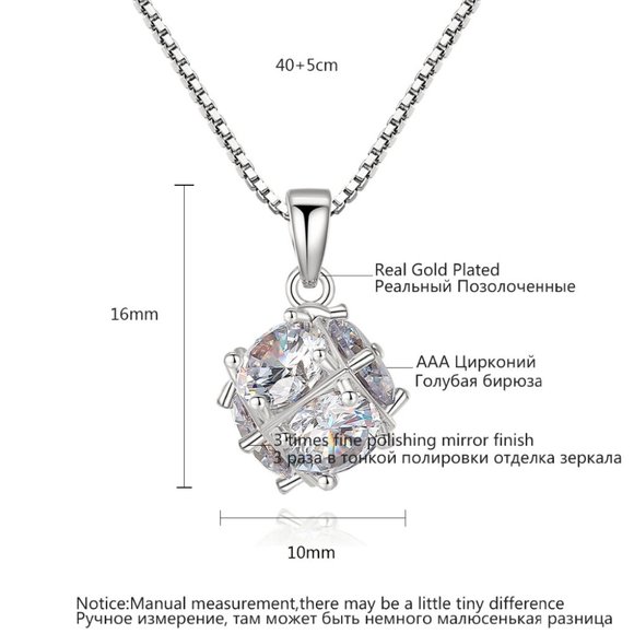 New AAA Cubic Zirconia Gold Plated Ball Pendant - Picture 7 of 7